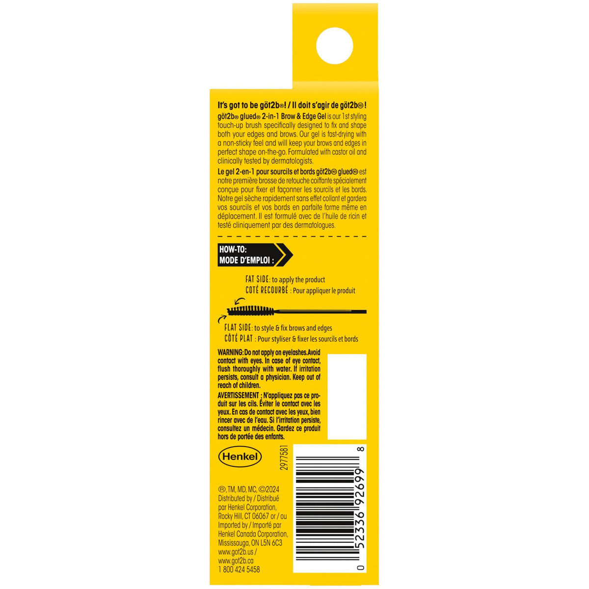 got2b Glued Brow Gel & Edge Control, Strong Hold, Clear, 0.54 Fl Oz Got2B
