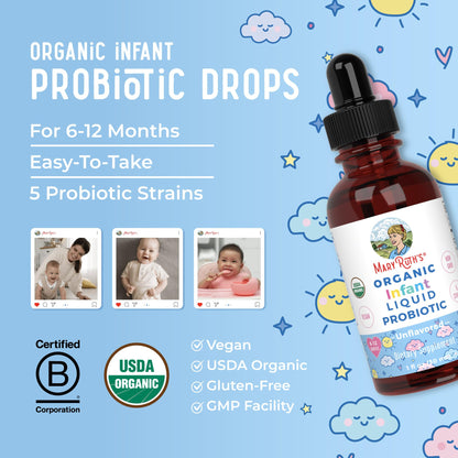 MaryRuth Organics USDA Organic Infant Liquid Probiotic Drops | Baby Essentials | Probiotics for Infants | Baby Probiotic Drops MARYRUTH'S