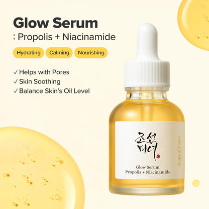 Beauty of Joseon Glow Serum Propolis and Niacinamide Hydrating Facial Soothing Moisturizer for Uneven Skin Tone Korean Skin Care 30ml 1 fl.oz Beauty of Joseon