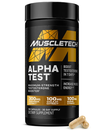 MuscleTech Testosterone Booster for Men, AlphaTest - T-Boost Mens Supplement with Tribulus Terrestris & Boron - Daily Male Gym Workout Supplements