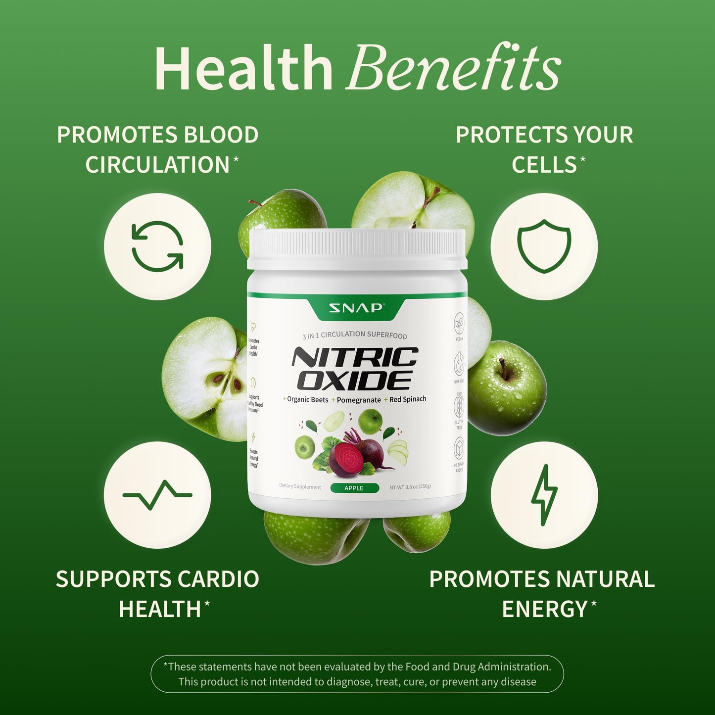 Snap Supplements Organic Beet Root Powder Nitric Oxide Supplement for Men & Women, Red Spinach & Pomegranate, Supports Healthy Energy & Blood Pressure Already Snap Supplements