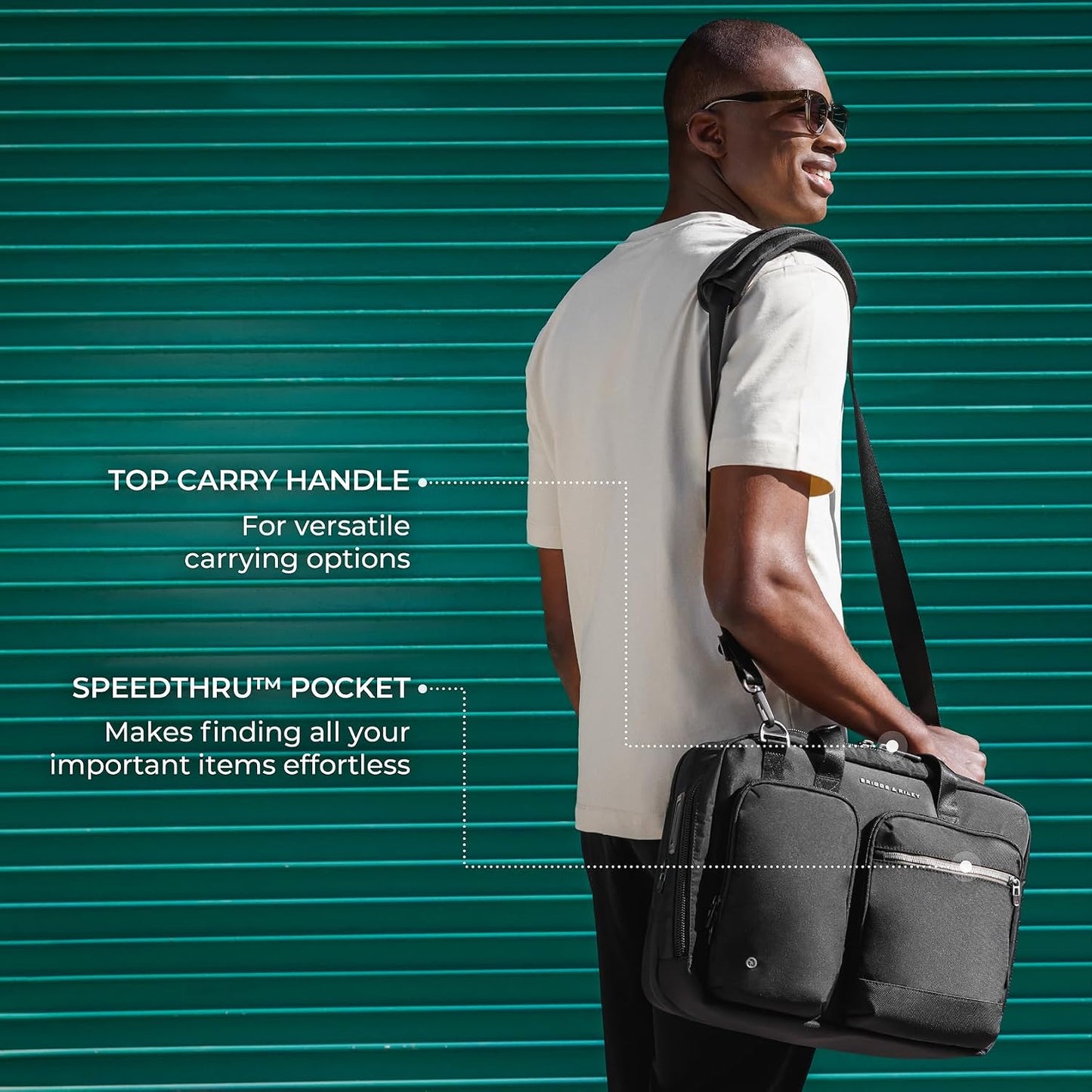 Briggs & Riley Medium Expandable Briefcase - Laptop Bag for Work & Travel, Briefs for Men & Women, Includes Shoulder Strap, Self-Repairing Zippers, Fits up to 15" Computer - HTA Collection, Black Gsupps Australia