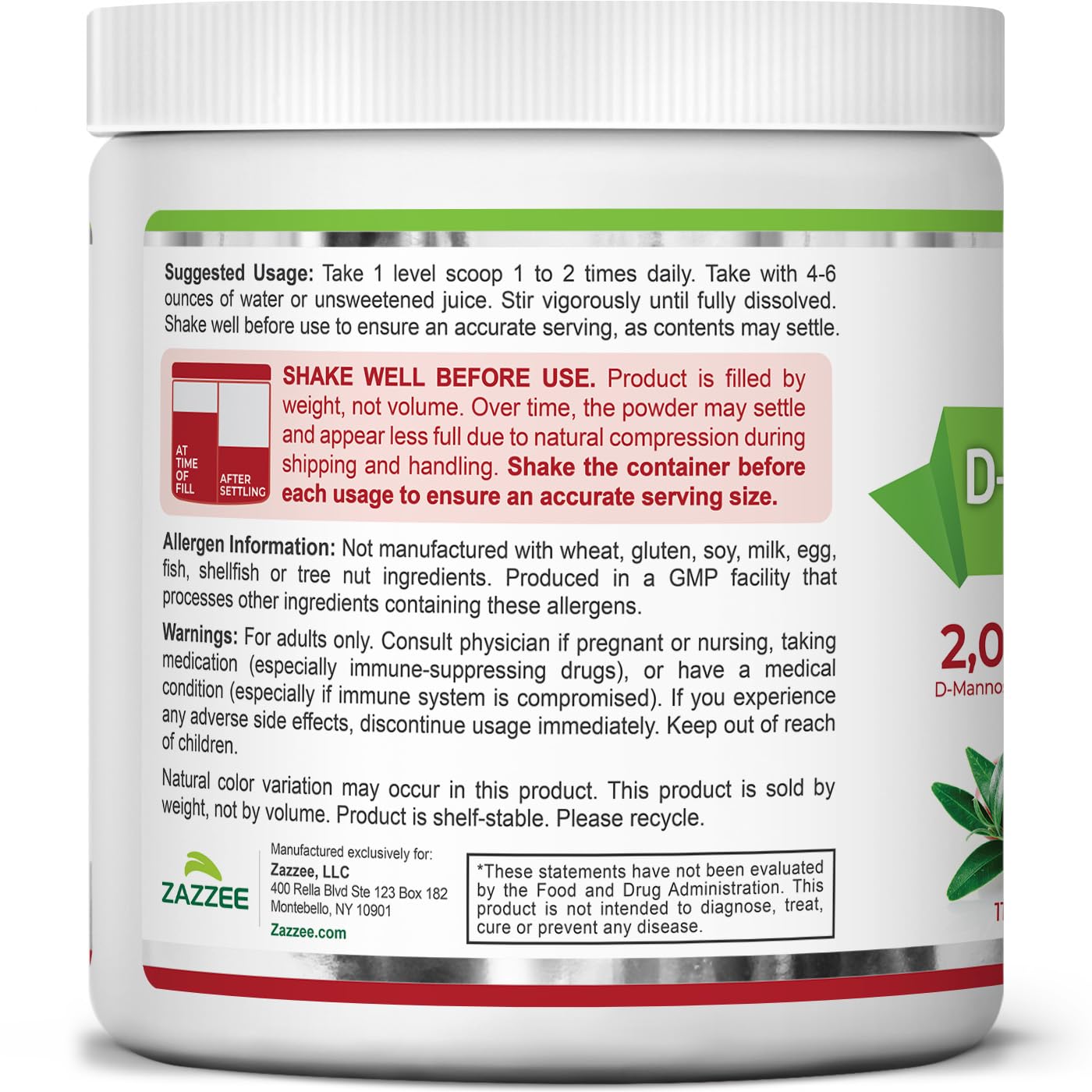 Zazzee D-Mannose Powder Plus, 2000 mg, 67 Servings, Free Scoop, Made in USA | Plus 5 Billion CFU Probiotics and Pure Cranberry Juice Extract, Kosher, 6.67 oz, Urinary Tract & Bladder Support, Non-GMO Gsupps Australia