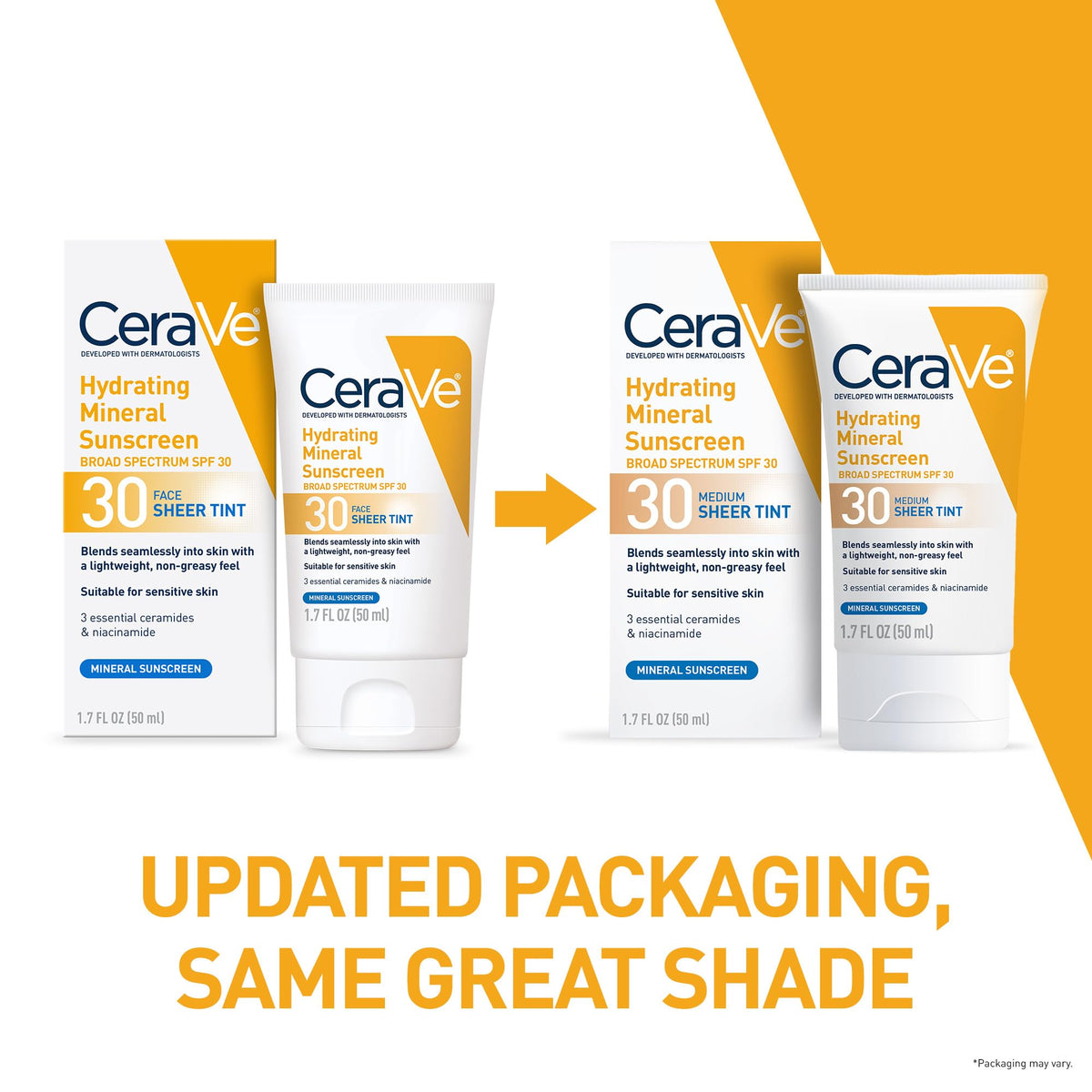CeraVe Tinted Sunscreen for Face, Mineral SPF 30 Moisturizer, Medium, 1.7oz CeraVe