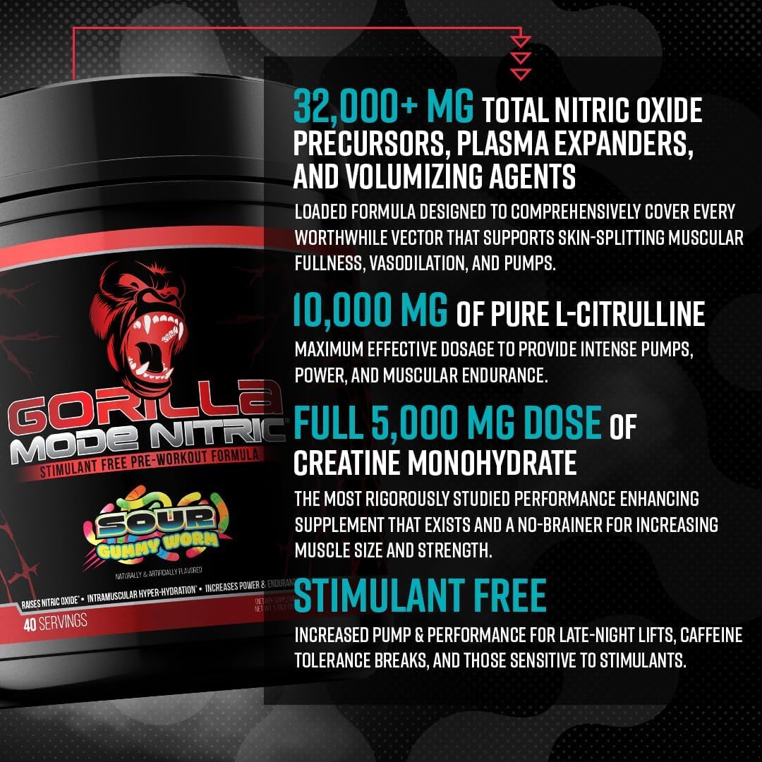 Gorilla Mode Nitric Upgraded Stimulant Free Pre-Workout – Best Tasting and Most Effective Stimulant Free Pre-Workout/Massive Pumps · Vasodilation · Power / 768 Grams (Rocket Frost) Gorilla Mind buy australia supplements