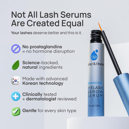 Advanced Eyelash Serum for Thicker, Longer Eyelashes and Eyebrows - Grow Luscious Lashes with Brow Enhancer (3mL) TEREZ & HONOR