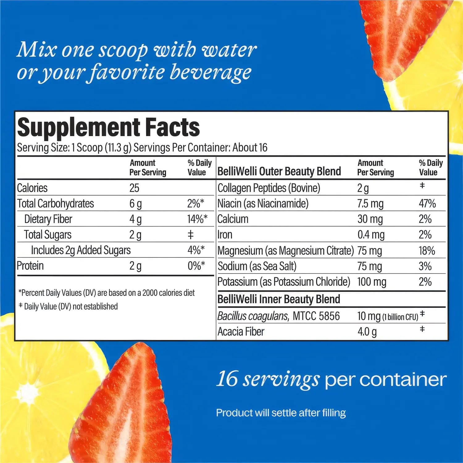BelliWelli Fiber Supplement for Women & Men Premium Daily Fiber Powder from Organic Acacia with Added Collagen Electrolytes & Probiotics No Bloat Constipation & Gut Health Support(Strawberry Lemonade) Belli Welli buy australia supplements