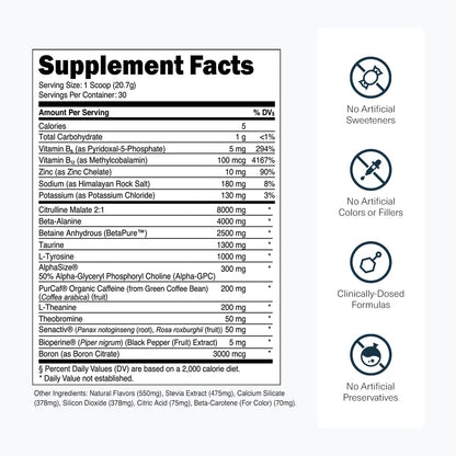 Transparent Labs Bulk Pre Workout Powder - Naturally Sweetened Preworkout for Men & Women, Pre Work Out for Muscle Building & Strength w/Beta Alanine & BetaPure - 30 Servings, Strawberry Lemonade