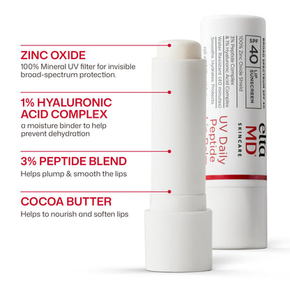 EltaMD UV Daily Peptide Lip Balm, SPF 40, Mineral Lip Sunscreen, 0.17 oz EltaMD