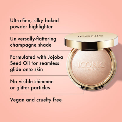 ICONIC LONDON Lit and Luminous Baked Highlighter | Pressed Powder, 0.56 oz ICONIC LONDON