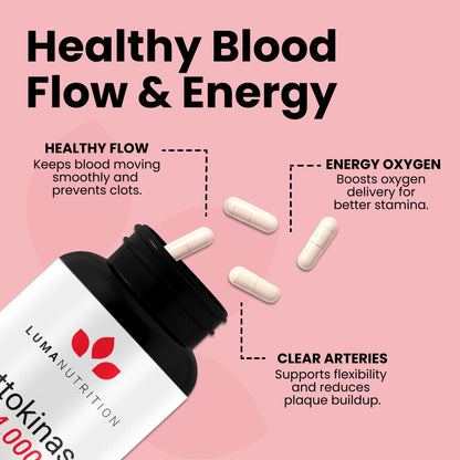 Luma Nutrition Nattokinase Supplement - Natto 4000 FU Per Serving, Premium Heart Health Support - Vegan & Gluten Free - 60 Capsules Luma Nutrition