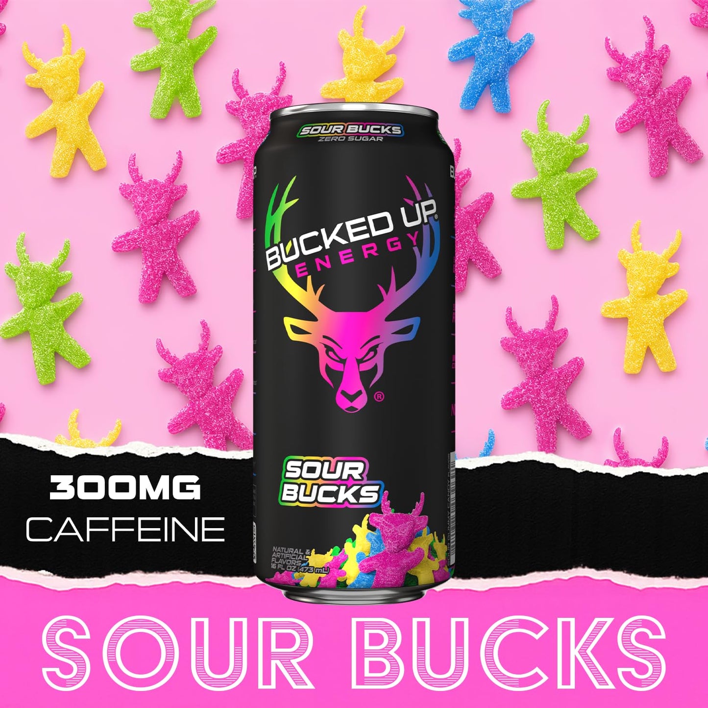 Bucked Up Energy Drink 300mg (Blood Raz) (12 CT)