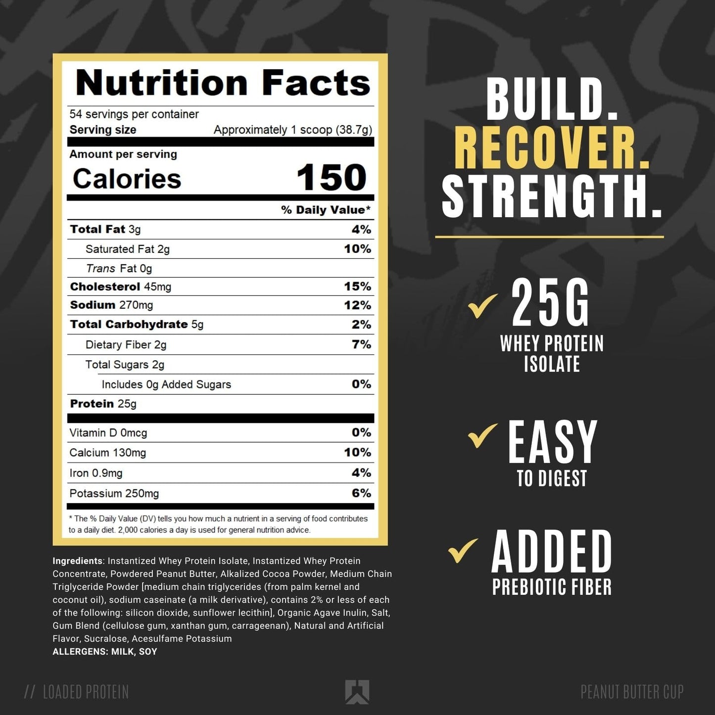 RYSE Loaded Protein Powder - Jet-Puffed Marshmallow - 25g Whey Protein Isolate & Concentrate with Prebiotic Fiber & MCTs - Low Carb, Low Sugar, Digestive-Friendly - 27 Servings / 2 lb Tub