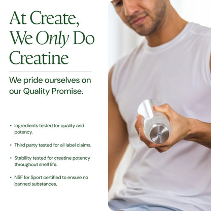 Create Creatine Monohydrate Powder - Creatine Travel Packets, Made with Creapure, 3rd Party Tested & NSF Certified for Sport, 30 Stick Packs, Unflavored Create