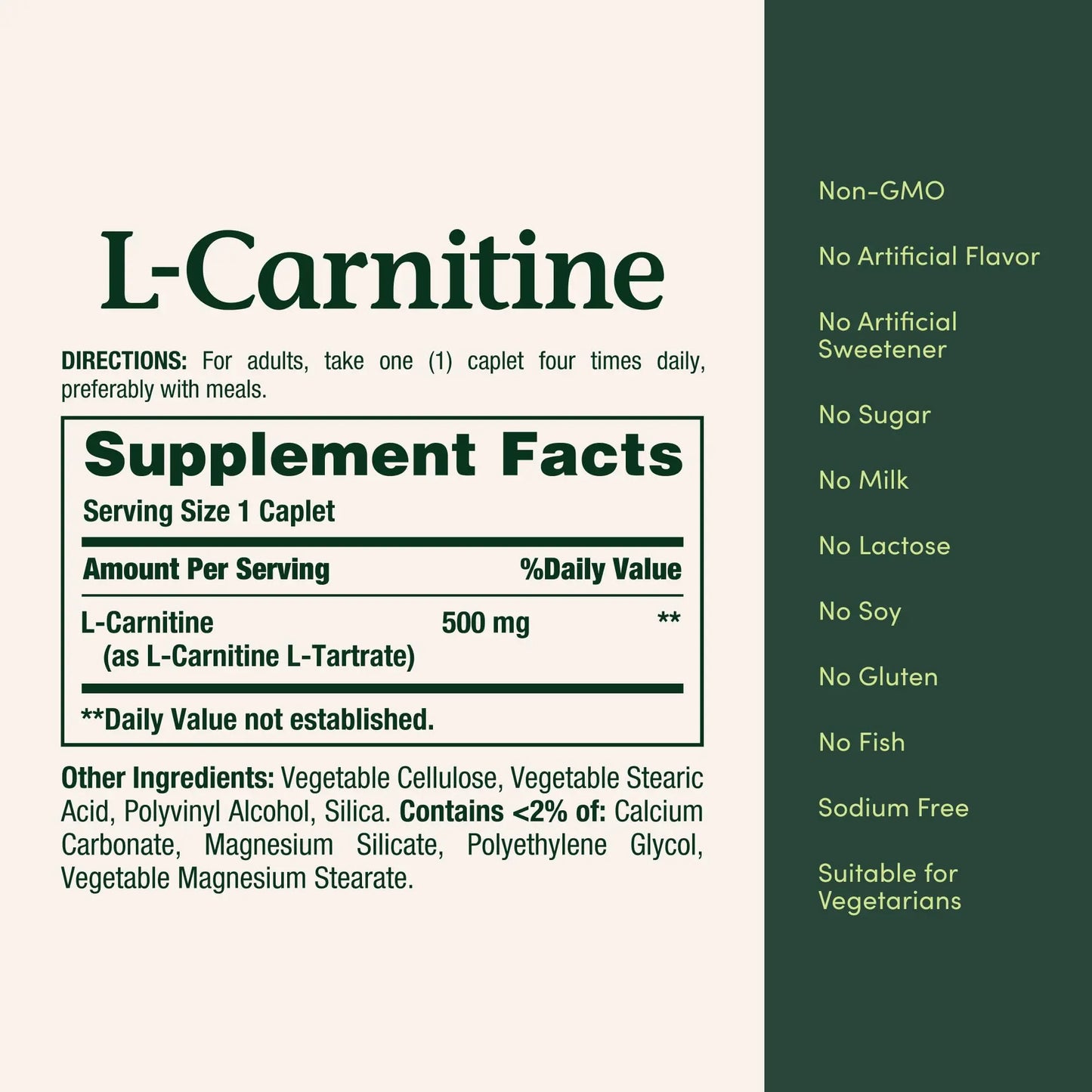 Nature's Bounty L-Carnitine, Supports Heart Health & Fat Metabolism, Amino Acid Supplement, 500 mg, 30 Tablets Nature's Bounty