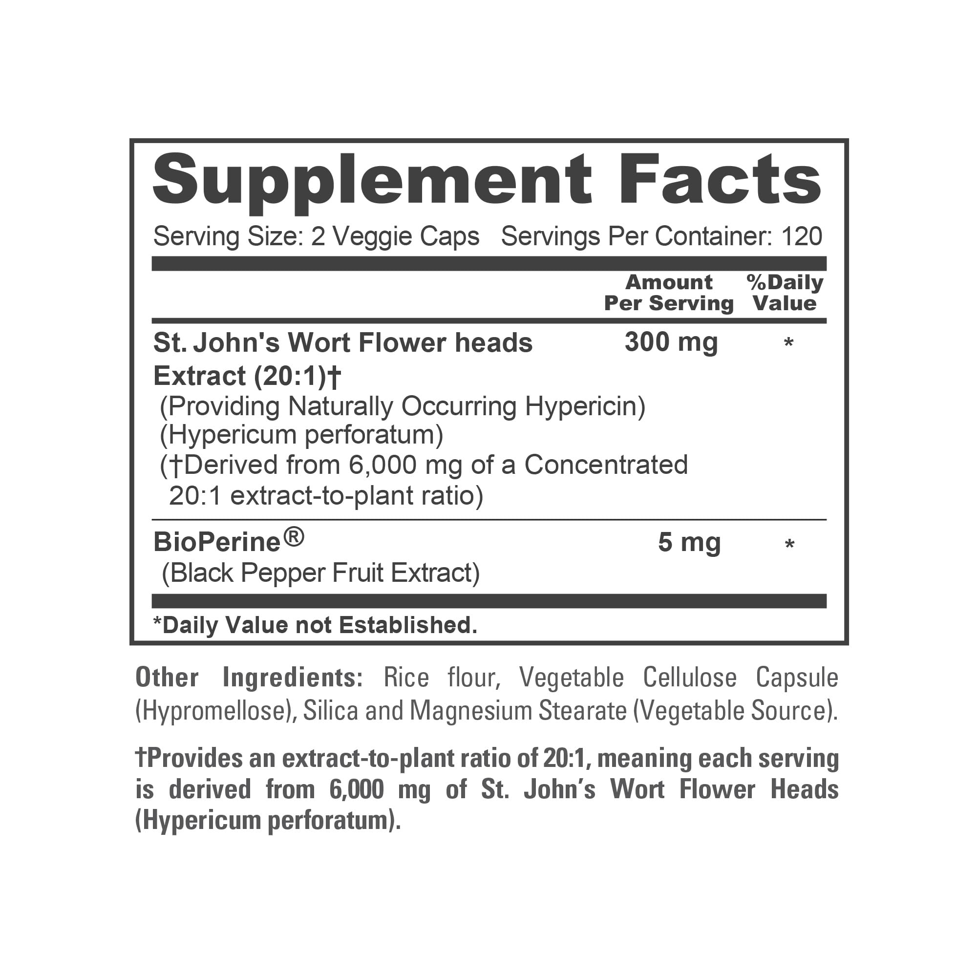 NusaPure St. John's Wort 20:1 Extract, 300 mg Equivalent to 6,000mg 240 Veggie Capsules (Vegetarian, Non-GMO & Vegan) Bioperine NusaPure buy australia supplements