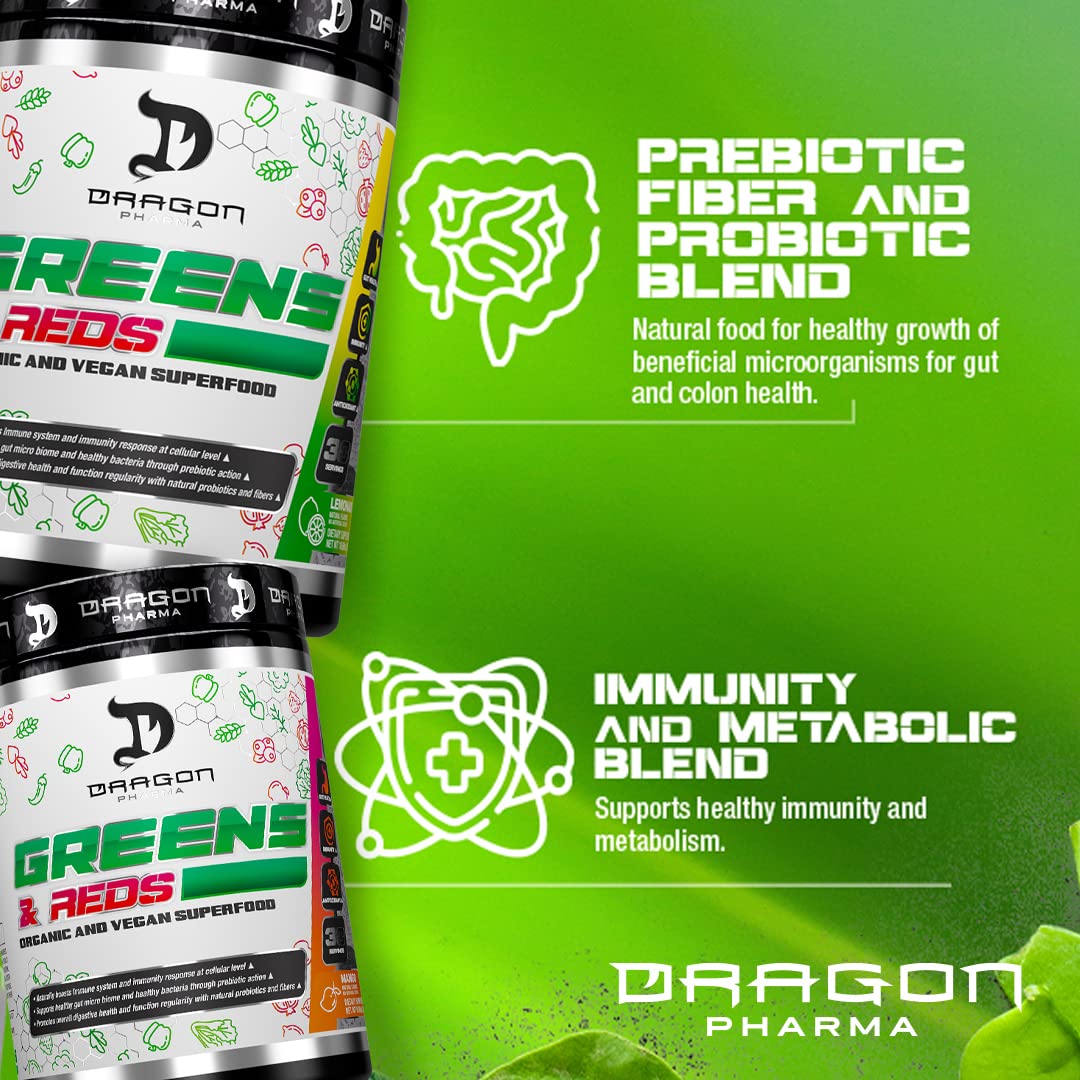 DRAGON PHARMA Greens and Reds, Over 23 Nutritious Superfoods, Reds and Vegetables, Optimal Health and Wellness (30 Servings, Original) DRAGON PHARMA buy australia supplements