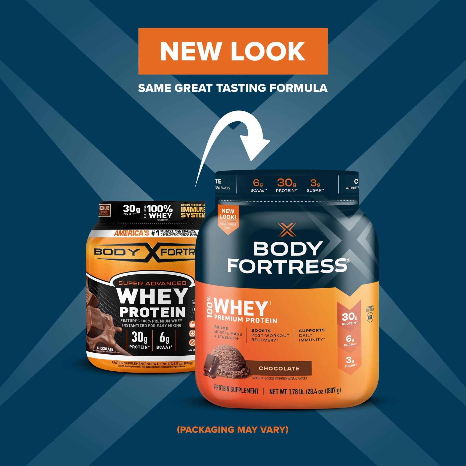 Body Fortress 100% Whey, Premium Protein Powder, Chocolate, 1.78lbs, Packaging May Body FortressBuy Supplements Australia