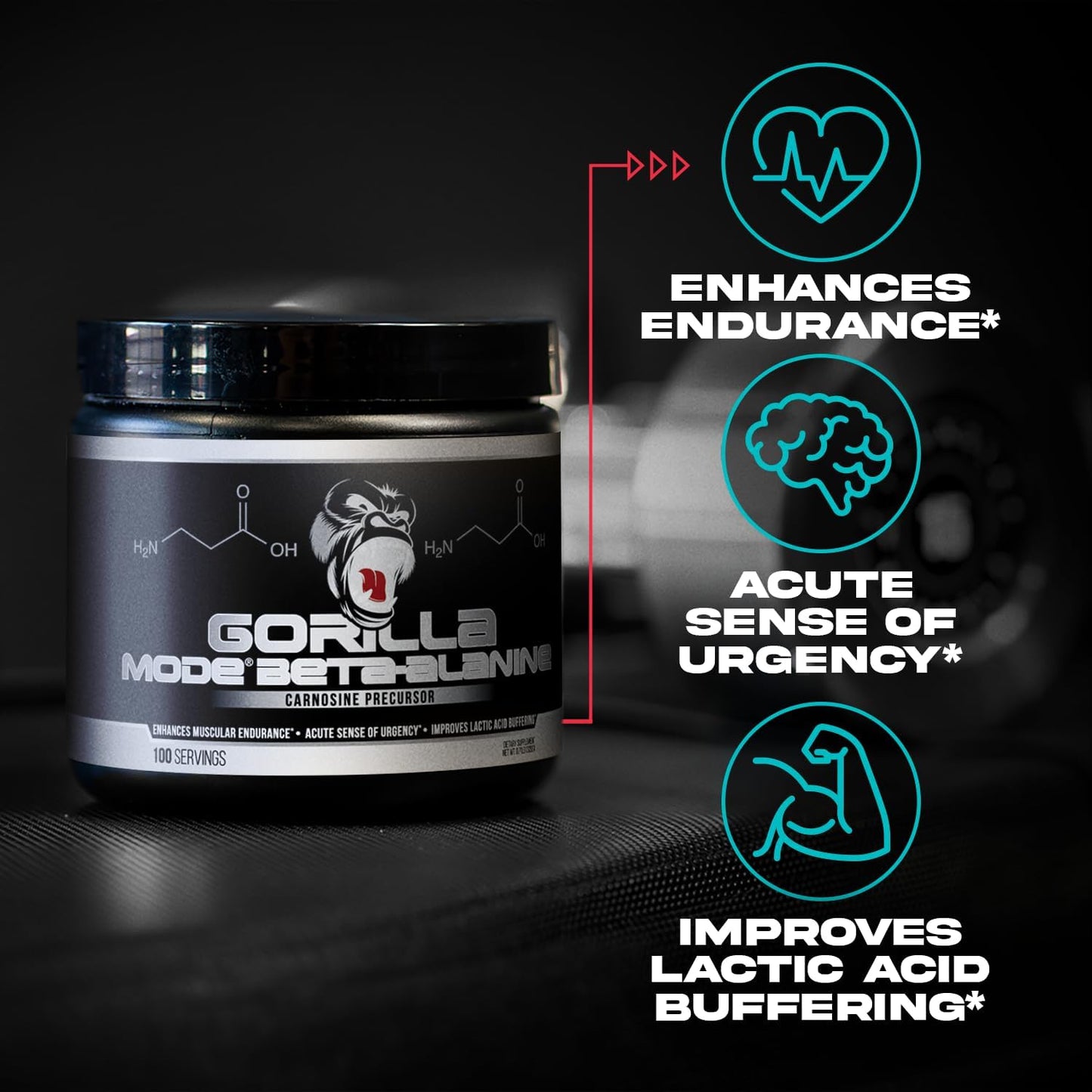 Gorilla Mind Beta-Alanine Carnosine Precursor,Enhanced Muscular Endurance, 3.2 Grams per Servings