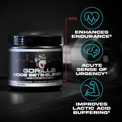Gorilla Mind Beta-Alanine Carnosine Precursor,Enhanced Muscular Endurance, 3.2 Grams per Servings