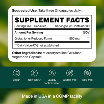 Glutathione Supplement Capsule - Strongest DNA Verified Glutathione Reduced - Vegan Friendly, Non GMO, Gluten & Soy Free Fresh Nutrition