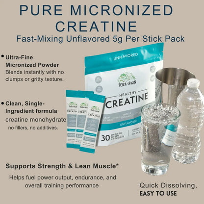 TERRA ORIGIN Healthy Creatine Micronized Monohydrate Powder | 30 Stick Packs | Support for Muscle and Cognitive Performance* | Supplement for Women and Men TERRA ORIGIN