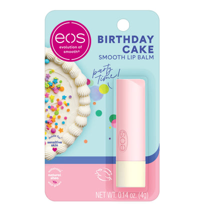 eos Natural Shea Lip Balm- Birthday Cake, All-Day Moisture, Shea Butter, Dry Lip Care, 0.14 oz eos