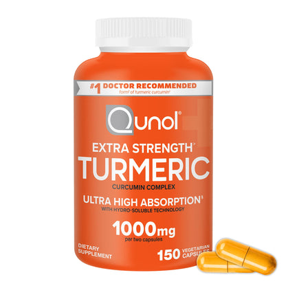 Qunol Turmeric Curcumin Supplement, 1000mg with Ultra High Absorption, for Joint Support, Extra Strength Capsules, 150 Count Qunol