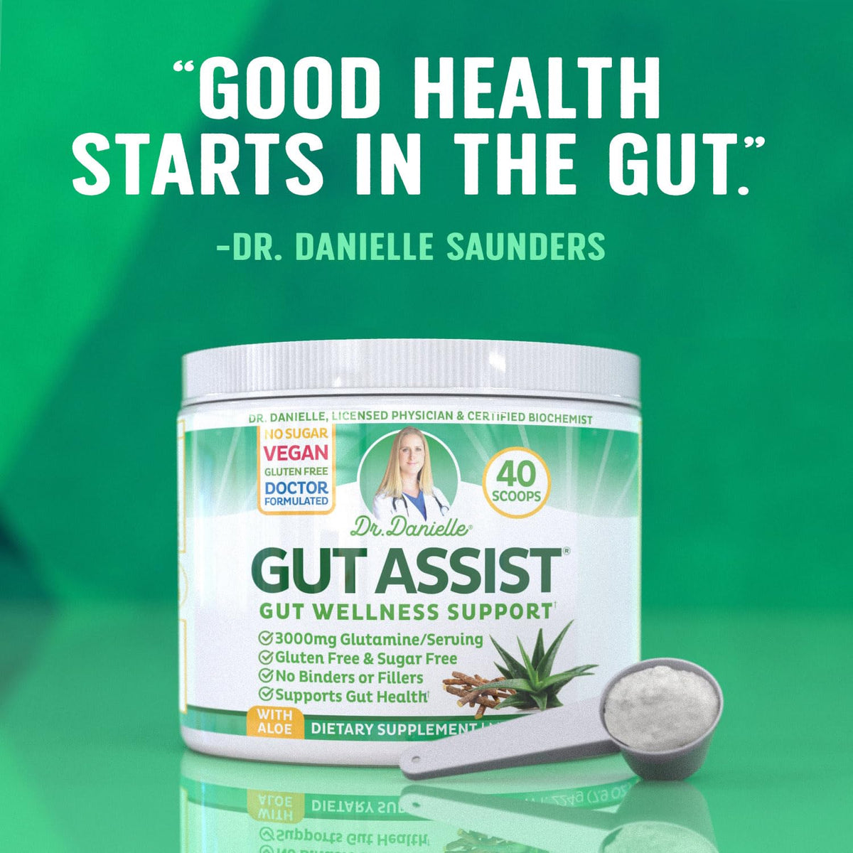 Leaky Gut Support Powder | L-Glutamine Gut Lining Digestive Drink Mix | Gluten-Free Doctor Crafted Botanical Formula | Gut Assist by Dr. Danielle Doctor Danielle