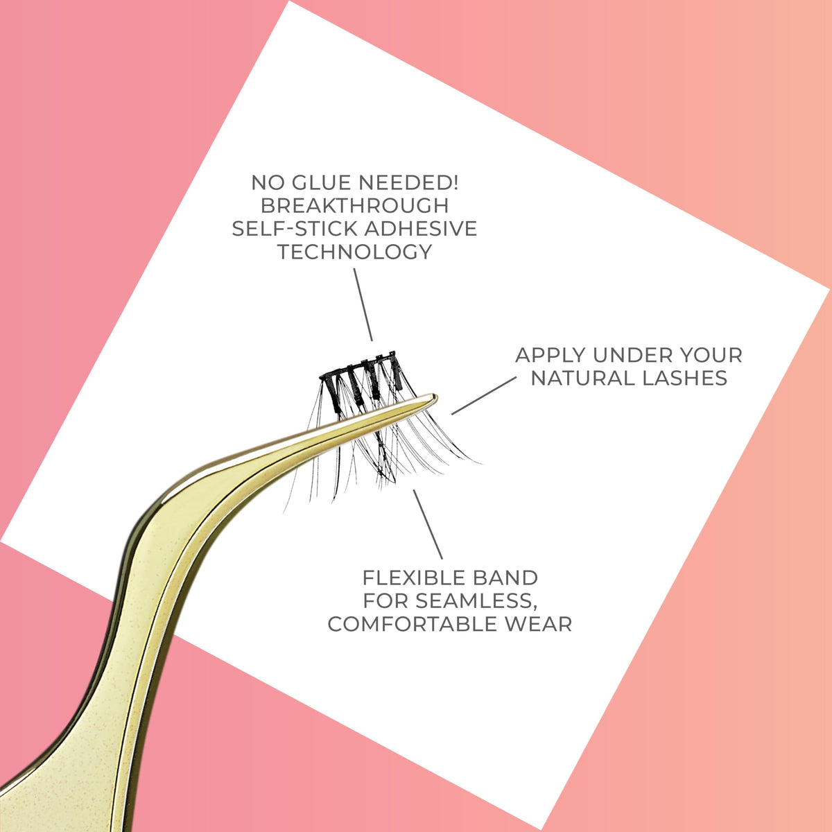 Kiss Impress Falsies Press On Self Adhesive Eyelashes, 10mm-12mm Natural Volume Press On Lashes, Black, No Glue Needed, Invisible Band, 12 Lash Clusters - Classy KISS