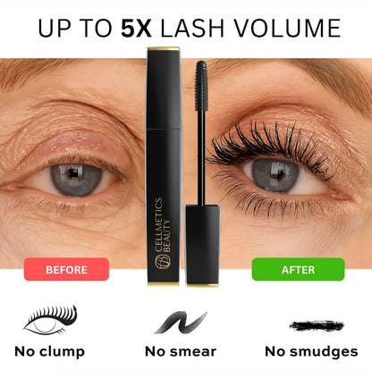 Cellmetics Mascara for Older Women 60 Plus, Volumizing & Lengthening Tubing Mascara with Lash Growth Effect, Hypoallergenic, Smudge-Free and Gentle for Sensitive Eyes (Black, New Formula) CELLMETICS BEAUTY