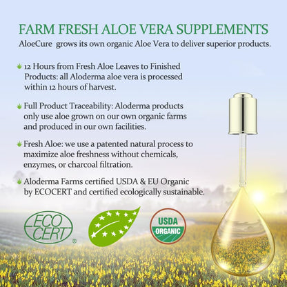 AloeCure Daily Probiotics 10 Billion CFU for Digestive Support 8 Strains, 6 Prebiotics & Enzymes - Digestive Supplement with Bromelain for Women & Men AloeCure