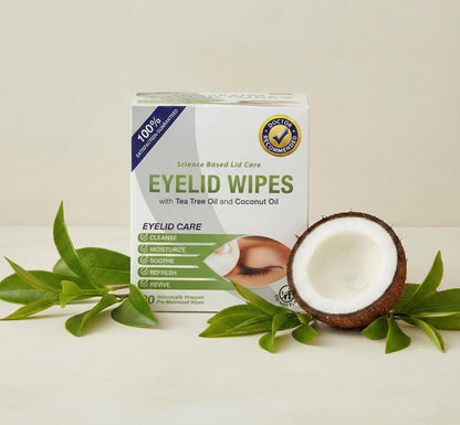 Lunovus Premium Eyelid Wipes With Tea Tree and Coconut Oil - Cleansing Wipes for People Itchy Eyes - Individually Wrapped - Box Of 30 Natural Eye Wipes Visual Advantage