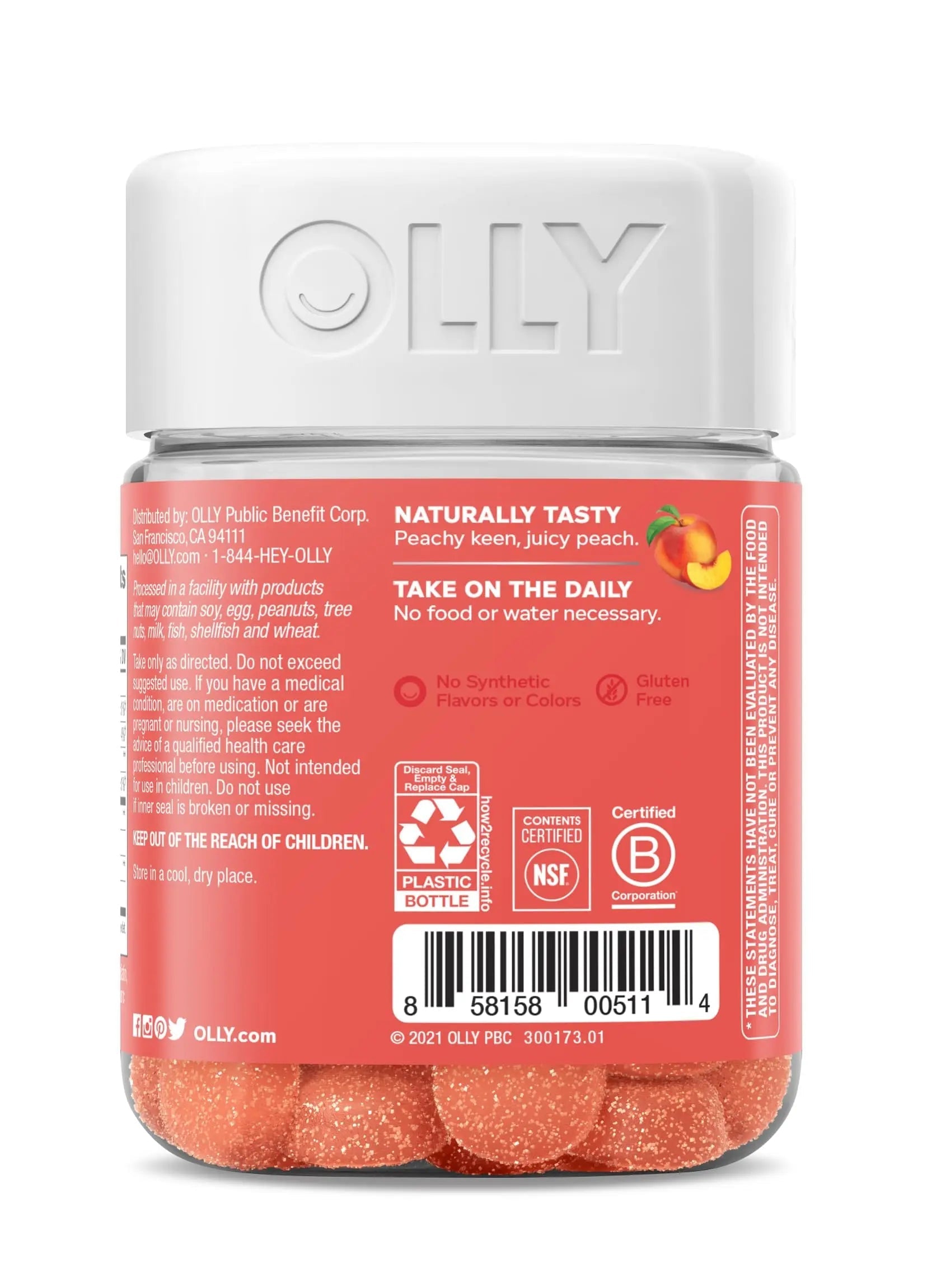 OLLY Probiotic + Prebiotic Gummy, Digestive Support and Gut Health, 500 Million CFUs, Fiber, Adult Chewable Supplement for Men and Women, Peach, 30 Day Supply - 30 Count OLLY buy australia supplements