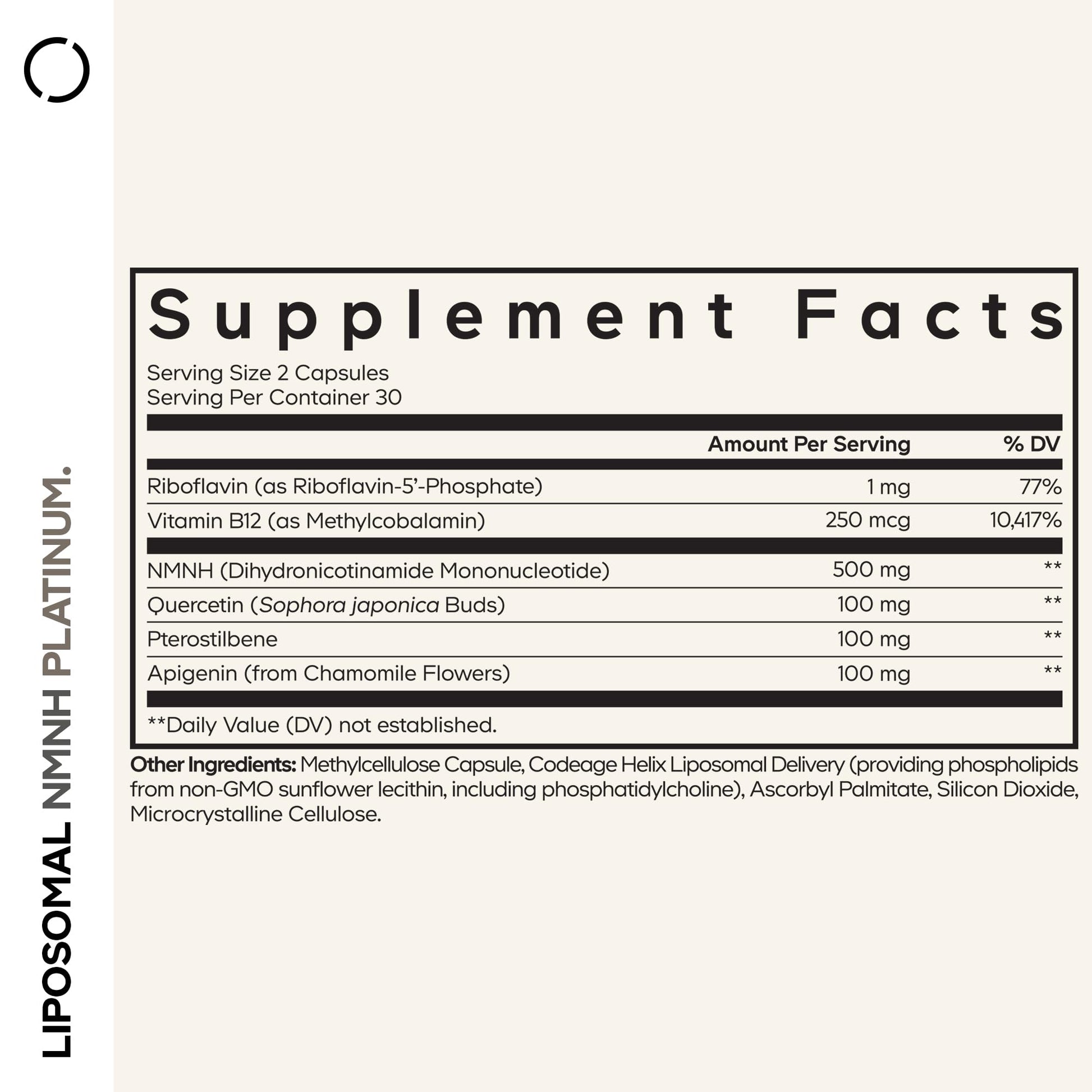 Codeage Liposomal NMNH Platinum - 500 mg NMNH Supplement, NAD+ Precursor with Quercetin, Pterostilbene, Apigenin, Active B Vitamins B2 Riboflavin & Vitamin B12 Methylcobalamin - Non-GMO - 60 Capsules Codeage buy australia supplements