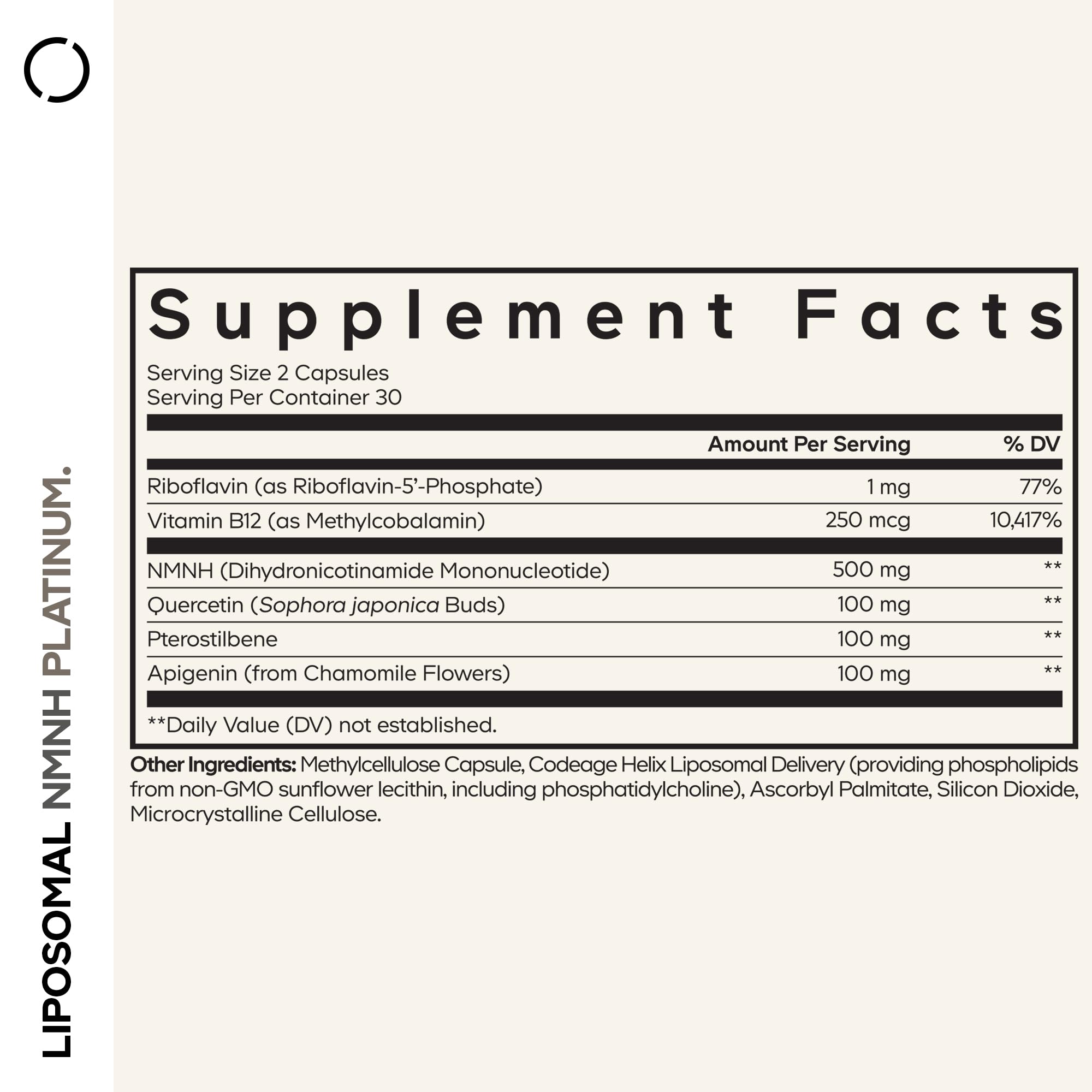 Codeage Liposomal NMNH Platinum - 500 mg NMNH Supplement, NAD+ Precursor with Quercetin, Pterostilbene, Apigenin, Active B Vitamins B2 Riboflavin & Vitamin B12 Methylcobalamin - Non-GMO - 60 Capsules Codeage buy australia supplements