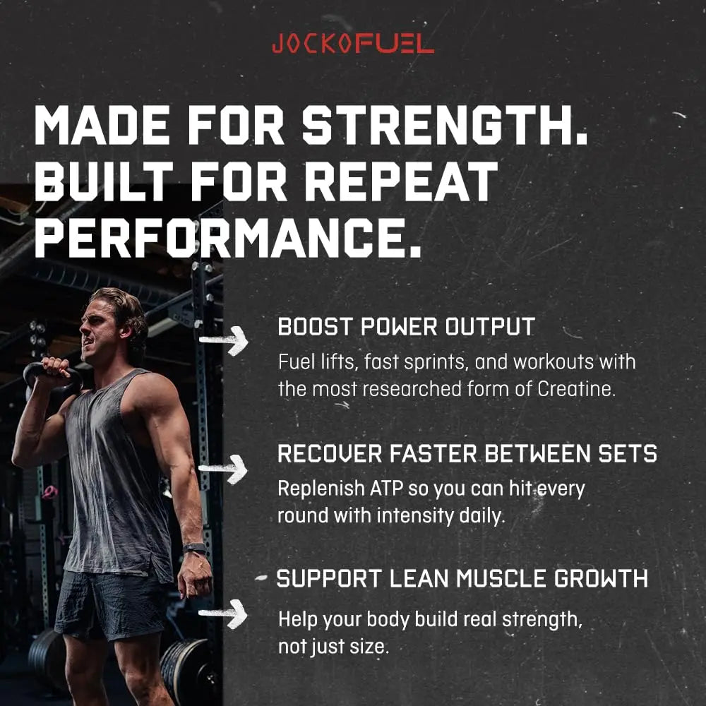 Jocko Fuel Creatine Monohydrate Stick Packs - Pure Micronized Travel Size Powders for Men & Women, Supports Muscle Growth, Strength, Recovery & Cognition, Jocko Fuel