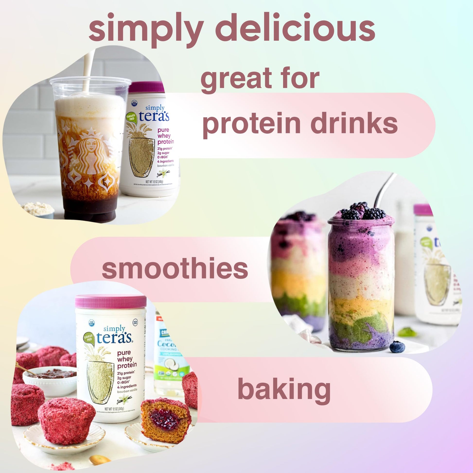 simply tera's Pure Whey Protein Powder - Grass Fed Vanilla Whey Protein Powder, Clean, Made Without Artificial Sweeteners, Non-GMO, Kosher, rBGH-Free, Soy-Free - 24 Oz simply tera's buy australia supplements