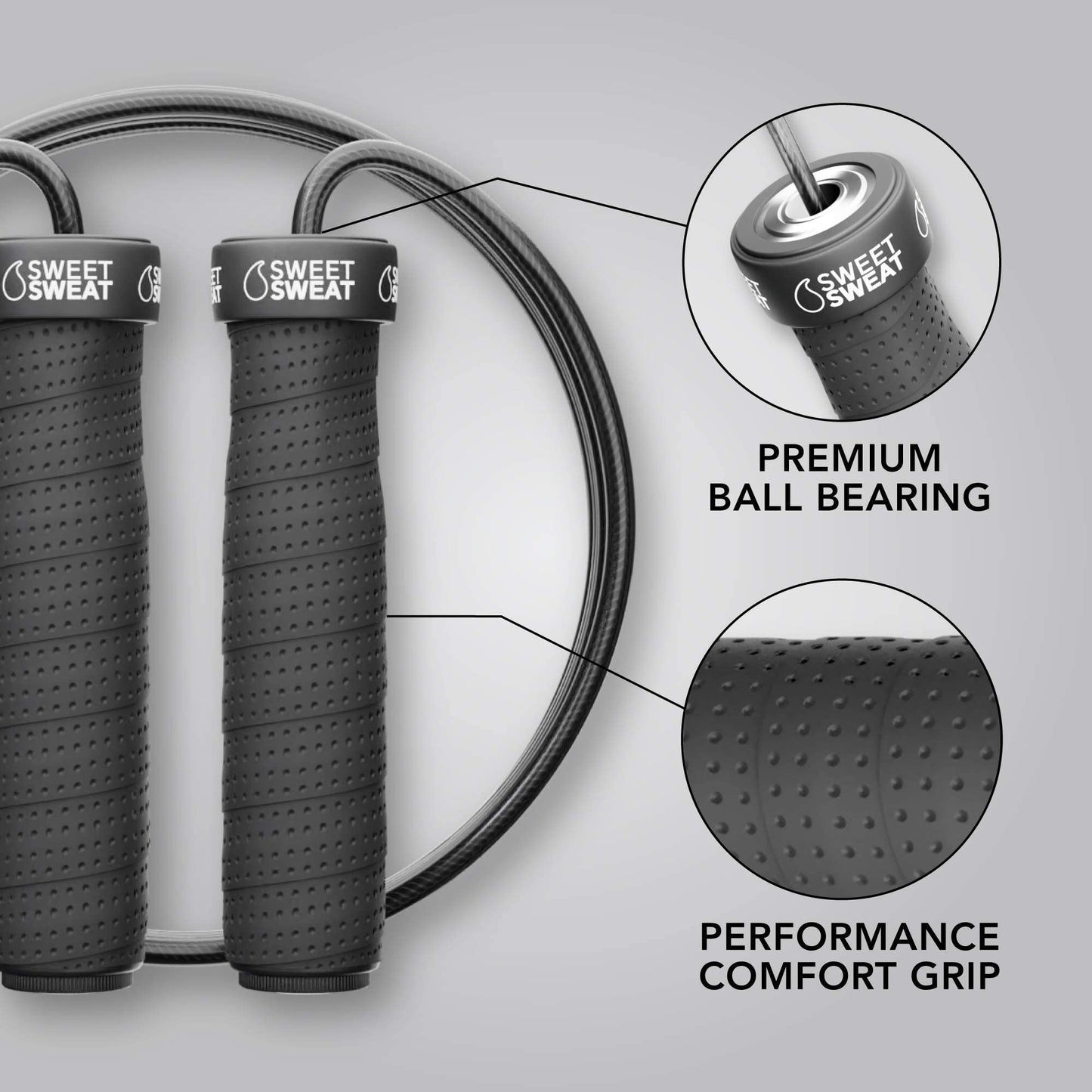 Sweet Sweat Performance Jump Rope ~ 10ft Adjustable Length Rope for Fitness and Speed Training ~ Includes Mesh Cary Bag & Bonus Rope Gsupps Australia