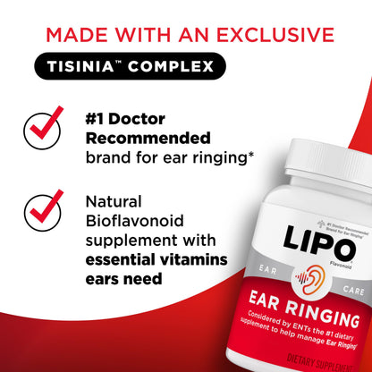Lipo Flavonoid Ear Ringing - Doctor-Recommended for Ringing Ears – Clinically Proven Lemon Bioflavonoid Complex with Vitamins C, B1, B2, B6, B12, Lipo-Flavonoid