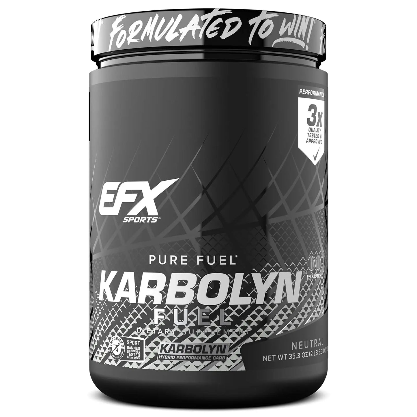 EFX Sports Karbolyn Fuel | Fast-Absorbing Carbohydrate Powder | Carb Load, Sustained Energy, Quick Recovery | Stimulant Free | 20 Servings (Neutral) EFX Sports