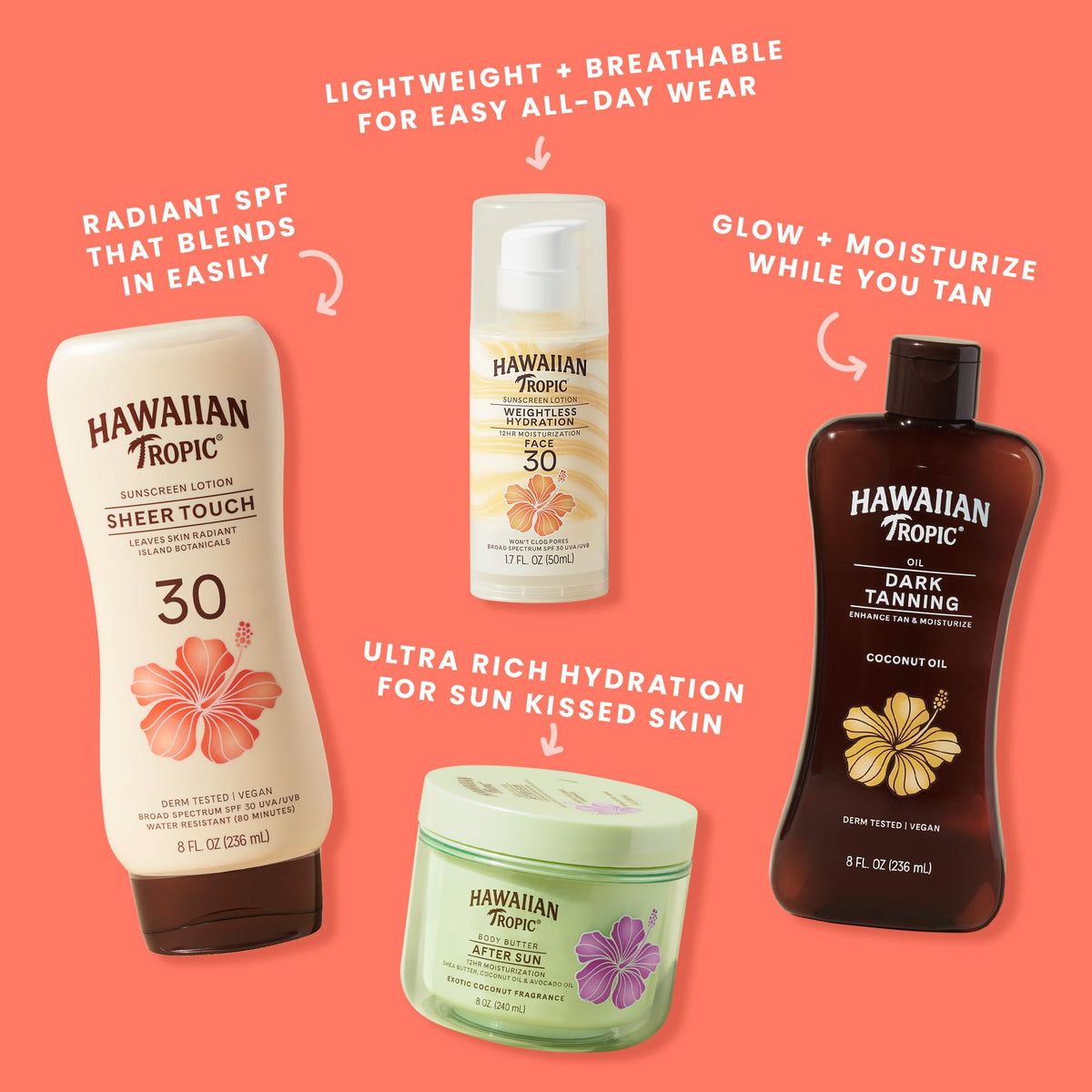 Hawaiian Tropic Sheer Touch Lotion Sunscreen, Moisturizing Broad-Spectrum Protection, SPF 30, Sun, Mango, 8 Oz Hawaiian Tropic