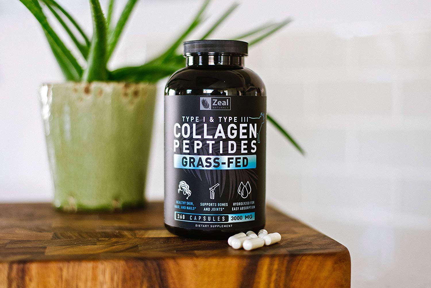 Zeal Naturals Collagen Peptides Collagen Pills (360 Capsules) Grass Fed Collagen Pepetide Powder - Hydrolyzed Collagen Powder for JointTendon SupplementHair Skin and Nails - Zeal Naturals buy australia supplements