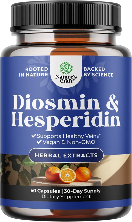 Diosmin Hesperidin 1000mg Complex for Adults - Bitter Orange Supplement for Varicose Veins Support, Leg & Feet Blood Health - Diosmin & Hesperidin Supplements from Citrus Aurantium - 60 Count Gsupps Australia