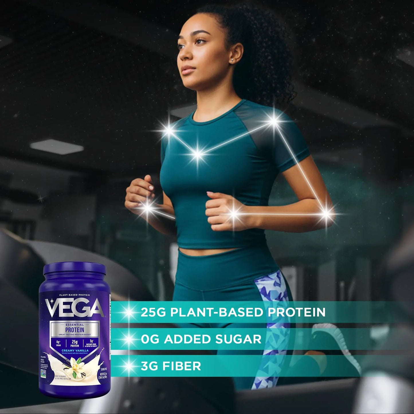 Vega Essential Protein – 25g Plant Based Protein Powder, Creamy Vanilla, Vegan for a Dairy-Free Vanilla Shake – Large Tub, 32.5oz (20 Servings) Vega