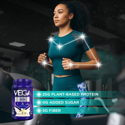 Vega Essential Protein – 25g Plant Based Protein Powder, Creamy Vanilla, Vegan for a Dairy-Free Vanilla Shake – Large Tub, 32.5oz (20 Servings) Vega
