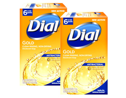 Dial Antibacterial Soap Bar, Gold, 6 Count (Pack of 2) Dial