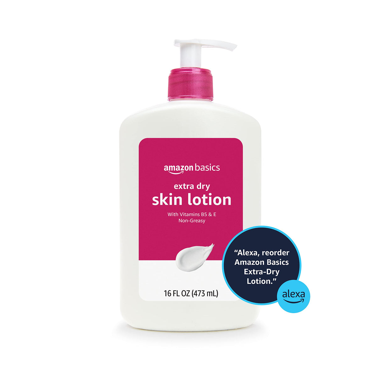 Amazon Basics Body Lotion For Dry Skin with Vitamins B5 & E, Clean Scent, 16 fl oz (Previously Solimo) Amazon Basics
