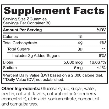 NATURELO Biotin Gummies - Supports Healthy Hair, Skin & Nails - High Potency 2500 mcg - Non GMO, Gluten Free - 60 Gummies NATURELO