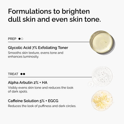 The Ordinary The Bright Set, 3-Step Regimen for Radiant, Even Skin Tone with Glycolic Acid 7% Exfoliating Toner The Ordinary